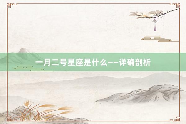 一月二号星座是什么——详确剖析